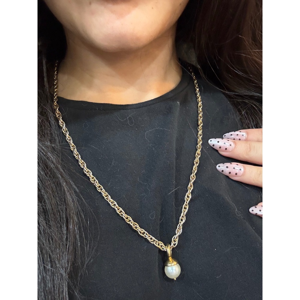 2-Sarah Coventry Necklace Women OS Gold Excellent Vintage Faux Pearl Rope Chain
